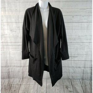 Pebble and Stone Womens Cardigan Sz Small Black Open Front Long Sleeve